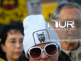 Protesters are seen outside city hall rallying against conditions in cat shelters in Warsaw, Poland on 23 October, 2024. Deaths of cats put...