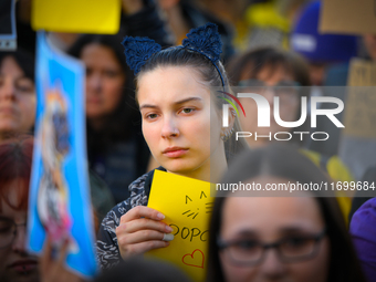 Protesters are seen outside city hall rallying against conditions in cat shelters in Warsaw, Poland on 23 October, 2024. Deaths of cats put...