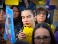 Protesters are seen outside city hall rallying against conditions in cat shelters in Warsaw, Poland on 23 October, 2024. Deaths of cats put...