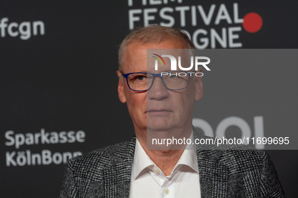 Guenther Jauch, a German TV presenter, is seen on the red carpet of the photocall for ''Total Normal - Hape Kerkeling'' at Film Palast in Co...