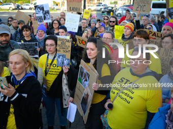 Protesters are seen outside city hall rallying against conditions in cat shelters in Warsaw, Poland on 23 October, 2024. Deaths of cats put...