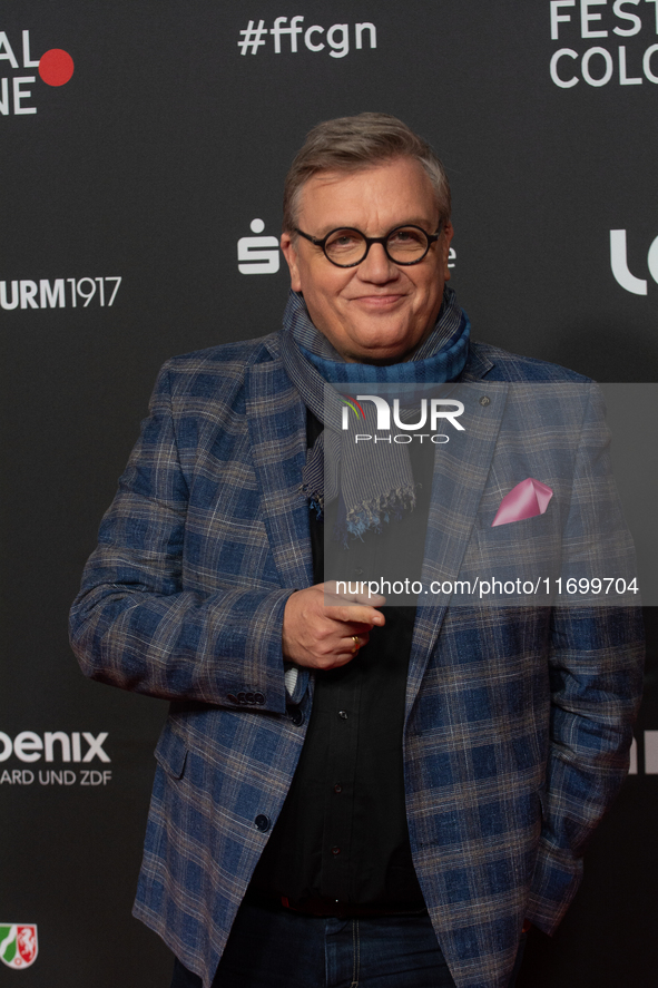 Hape Kerkeling, a German actor and writer, is seen on the red carpet of the photocall for ''Total Normal - Hape Kerkeling'' at Film Palast i...