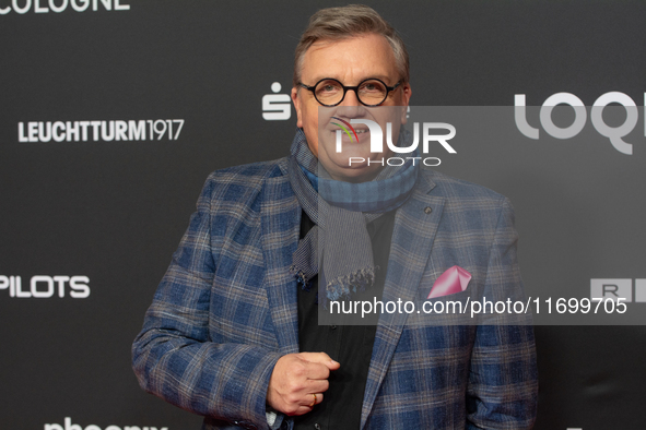 Hape Kerkeling, a German actor and writer, is seen on the red carpet of the photocall for ''Total Normal - Hape Kerkeling'' at Film Palast i...