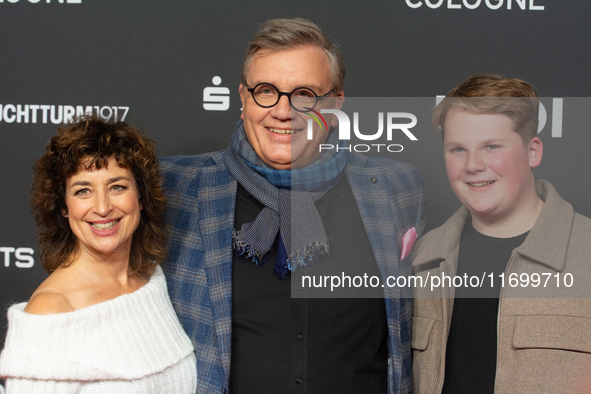 Hape Kerkeling, a German actor, Julius Weckauf, a German actor, and Isabel Varell, a German actress, are seen on the red carpet of the photo...