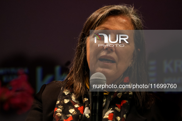 Claudia Pineiro participates in a panel discussion during the 16. Joseph Conrad International Literature Festival in Krakow, Poland on Octob...