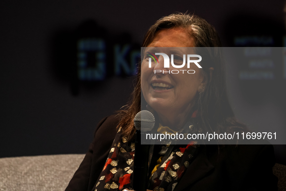 Claudia Pineiro participates in a panel discussion during the 16. Joseph Conrad International Literature Festival in Krakow, Poland on Octob...