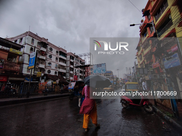 Clouds cover the sky due to Cyclone Dana in Kolkata, India, on October 24, 2024. 