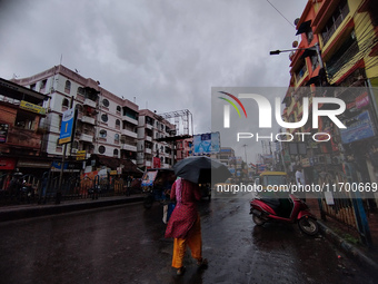 Clouds cover the sky due to Cyclone Dana in Kolkata, India, on October 24, 2024. (