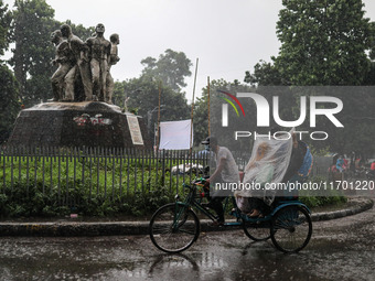 Rain starts in the capital Dhaka, Bangladesh, on October 24, 2024, due to the effect of cyclone 'Dana'. (