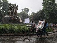 Rain starts in the capital Dhaka, Bangladesh, on October 24, 2024, due to the effect of cyclone 'Dana'. (