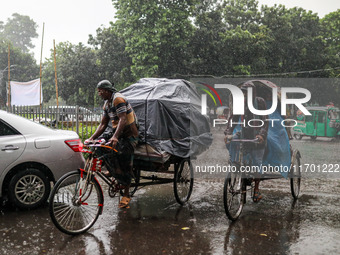 Rain starts in the capital Dhaka, Bangladesh, on October 24, 2024, due to the effect of cyclone 'Dana'. (