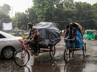 Rain starts in the capital Dhaka, Bangladesh, on October 24, 2024, due to the effect of cyclone 'Dana'. (