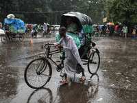 Rain starts in the capital Dhaka, Bangladesh, on October 24, 2024, due to the effect of cyclone 'Dana'. (