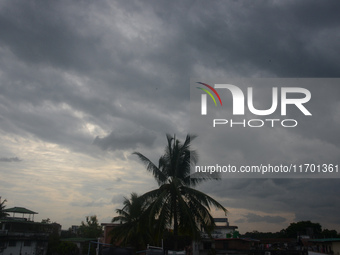 Dark rain clouds are seen in the sky in Siliguri, India, on October 24, 2024. Cyclone Dana is likely to hit the coasts of India's West Benga...