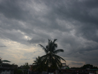 Dark rain clouds are seen in the sky in Siliguri, India, on October 24, 2024. Cyclone Dana is likely to hit the coasts of India's West Benga...