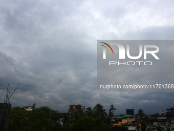 Dark rain clouds are seen in the sky in Siliguri, India, on October 24, 2024. Cyclone Dana is likely to hit the coasts of India's West Benga...