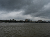 Storm clouds are seen over Kolkata, India, on October 24, 2024, as Severe Cyclonic Storm Dana starts its landfall process. The Regional Mete...