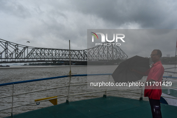 Storm clouds are seen over Kolkata, India, on October 24, 2024, as Severe Cyclonic Storm Dana starts its landfall process. The Regional Mete...