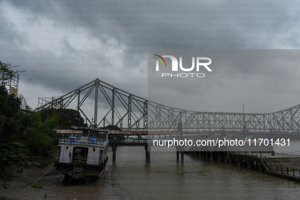 Storm clouds are seen over Kolkata, India, on October 24, 2024, as Severe Cyclonic Storm Dana starts its landfall process. The Regional Mete...