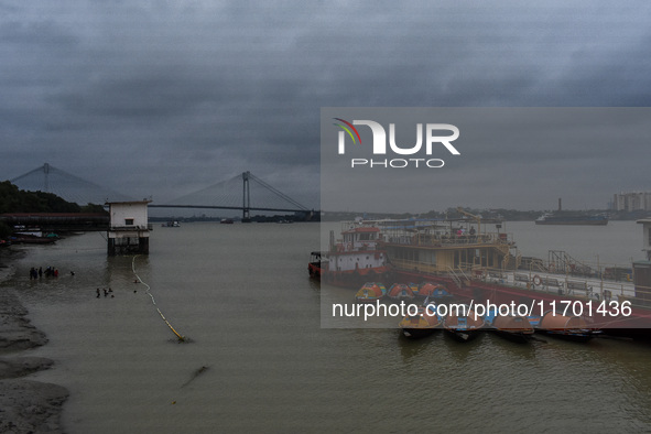 Storm clouds are seen over Kolkata, India, on October 24, 2024, as Severe Cyclonic Storm Dana starts its landfall process. The Regional Mete...