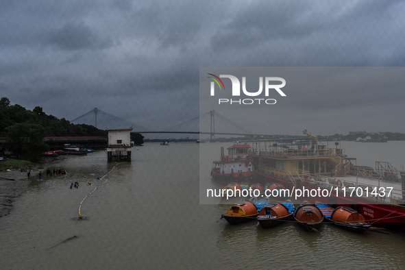 Storm clouds are seen over Kolkata, India, on October 24, 2024, as Severe Cyclonic Storm Dana starts its landfall process. The Regional Mete...