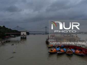 Storm clouds are seen over Kolkata, India, on October 24, 2024, as Severe Cyclonic Storm Dana starts its landfall process. The Regional Mete...