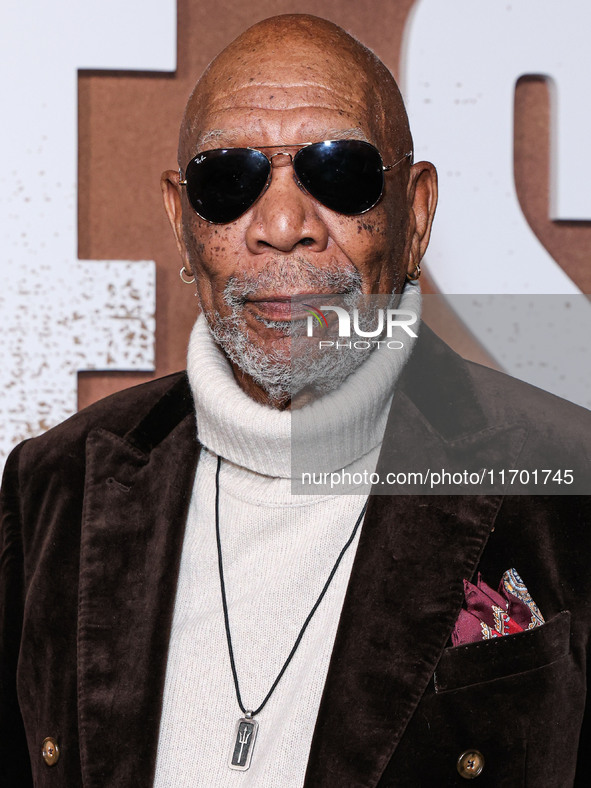 Morgan Freeman arrives at the Los Angeles Premiere Of Paramount+'s Original Series 'Lioness' Season 2 held at the Academy of Motion Picture...