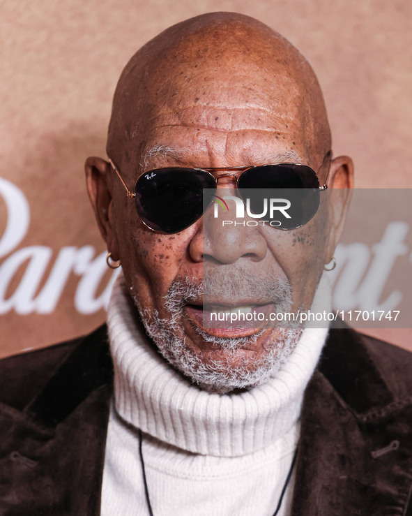 Morgan Freeman arrives at the Los Angeles Premiere Of Paramount+'s Original Series 'Lioness' Season 2 held at the Academy of Motion Picture...