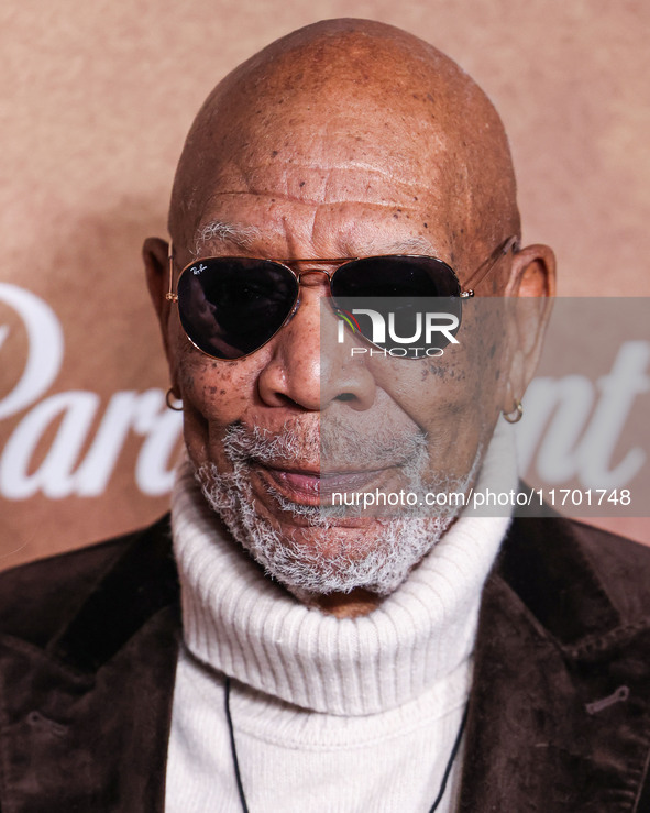 Morgan Freeman arrives at the Los Angeles Premiere Of Paramount+'s Original Series 'Lioness' Season 2 held at the Academy of Motion Picture...