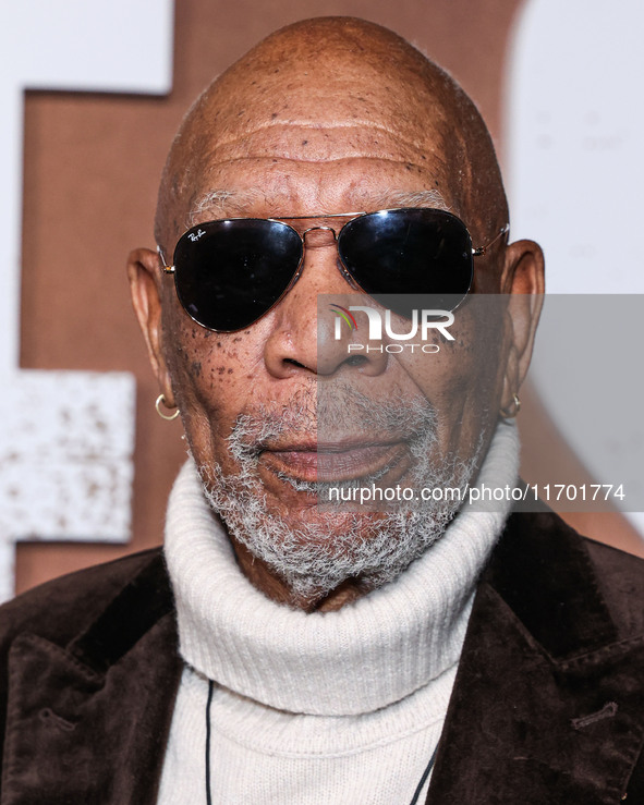 Morgan Freeman arrives at the Los Angeles Premiere Of Paramount+'s Original Series 'Lioness' Season 2 held at the Academy of Motion Picture...