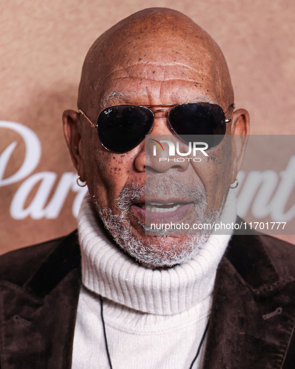 Morgan Freeman arrives at the Los Angeles Premiere Of Paramount+'s Original Series 'Lioness' Season 2 held at the Academy of Motion Picture...