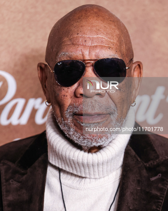 Morgan Freeman arrives at the Los Angeles Premiere Of Paramount+'s Original Series 'Lioness' Season 2 held at the Academy of Motion Picture...