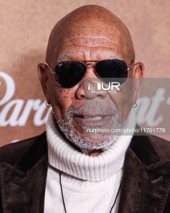 Morgan Freeman arrives at the Los Angeles Premiere Of Paramount+'s Original Series 'Lioness' Season 2 held at the Academy of Motion Picture...