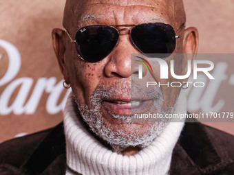 Morgan Freeman arrives at the Los Angeles Premiere Of Paramount+'s Original Series 'Lioness' Season 2 held at the Academy of Motion Picture...