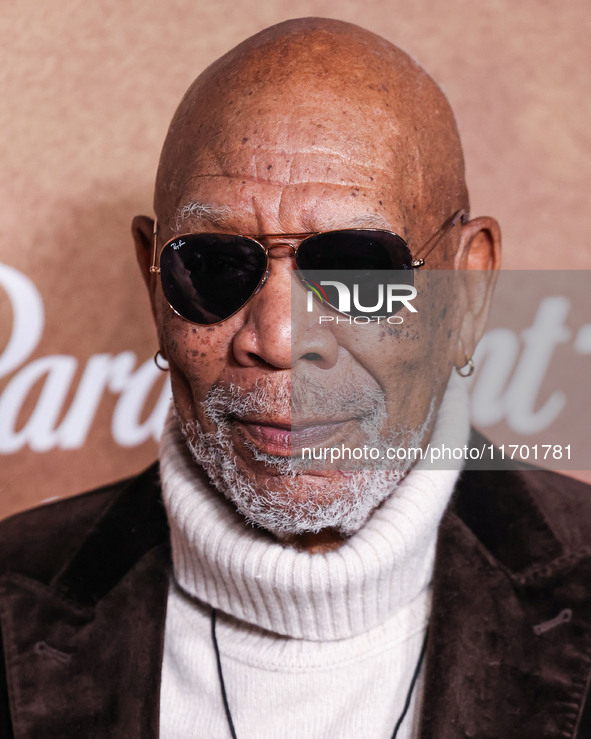 Morgan Freeman arrives at the Los Angeles Premiere Of Paramount+'s Original Series 'Lioness' Season 2 held at the Academy of Motion Picture...