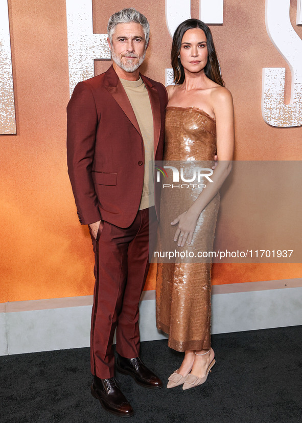 Dave Annable and wife Odette Annable arrive at the Los Angeles Premiere Of Paramount+'s Original Series 'Lioness' Season 2 held at the Acade...