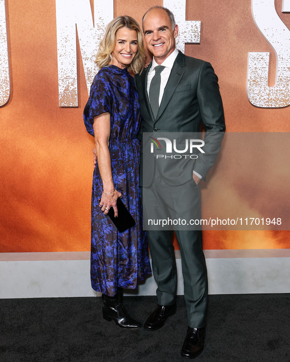 Karyn Kelly and husband Michael Kelly arrive at the Los Angeles Premiere Of Paramount+'s Original Series 'Lioness' Season 2 held at the Acad...