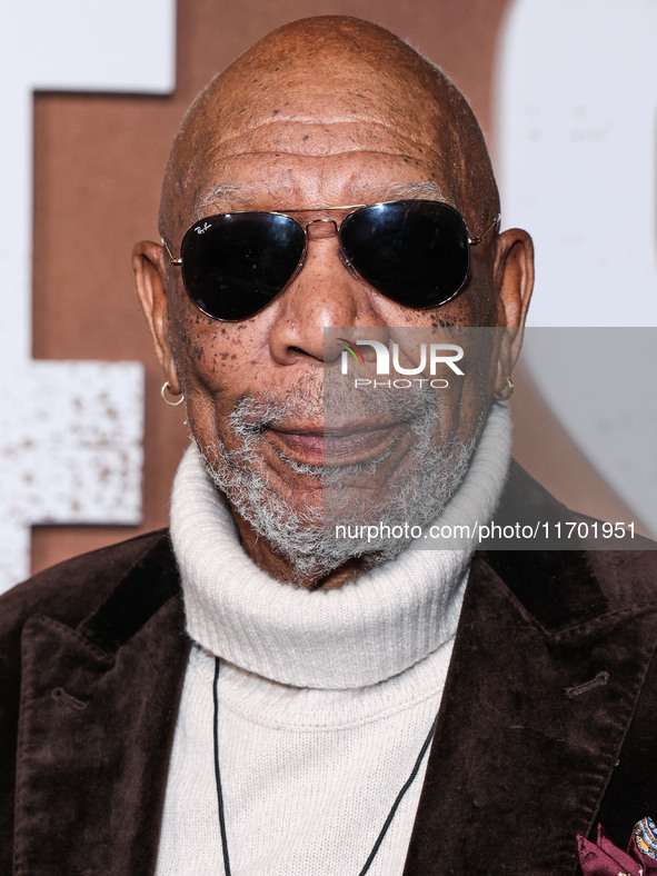 Morgan Freeman arrives at the Los Angeles Premiere Of Paramount+'s Original Series 'Lioness' Season 2 held at the Academy of Motion Picture...