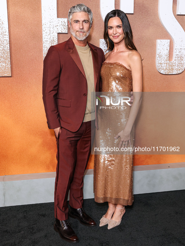 Dave Annable and wife Odette Annable arrive at the Los Angeles Premiere Of Paramount+'s Original Series 'Lioness' Season 2 held at the Acade...