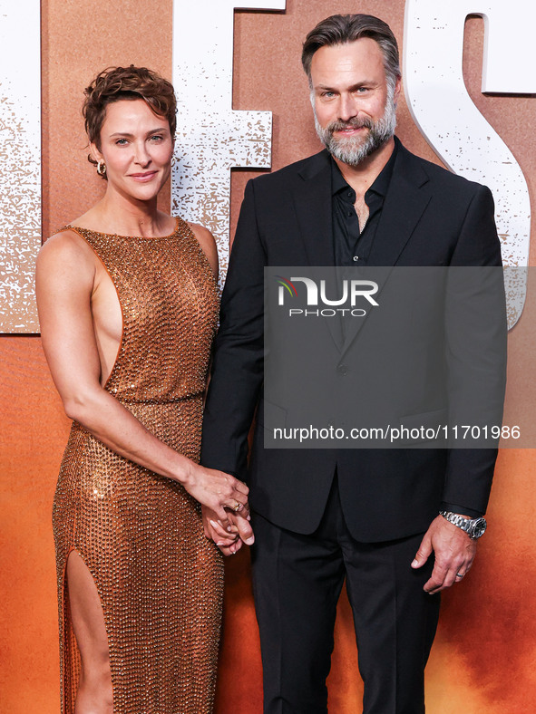 Jill Wagner and husband David Lemanowicz arrive at the Los Angeles Premiere Of Paramount+'s Original Series 'Lioness' Season 2 held at the A...