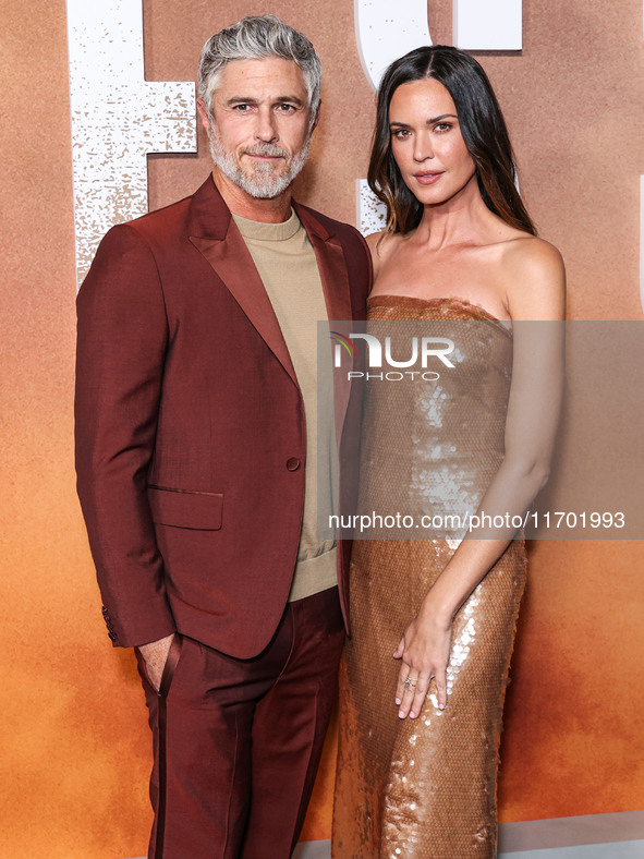 Dave Annable and wife Odette Annable arrive at the Los Angeles Premiere Of Paramount+'s Original Series 'Lioness' Season 2 held at the Acade...