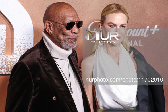 Morgan Freeman and Nicole Kidman arrive at the Los Angeles Premiere Of Paramount+'s Original Series 'Lioness' Season 2 held at the Academy o...