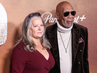 Lori McCreary and Morgan Freeman arrive at the Los Angeles Premiere Of Paramount+'s Original Series 'Lioness' Season 2 held at the Academy o...