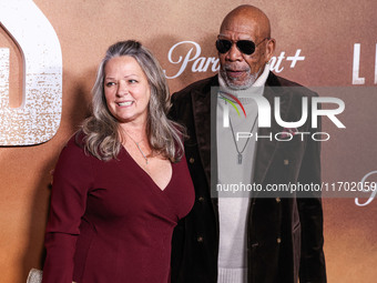 Lori McCreary and Morgan Freeman arrive at the Los Angeles Premiere Of Paramount+'s Original Series 'Lioness' Season 2 held at the Academy o...