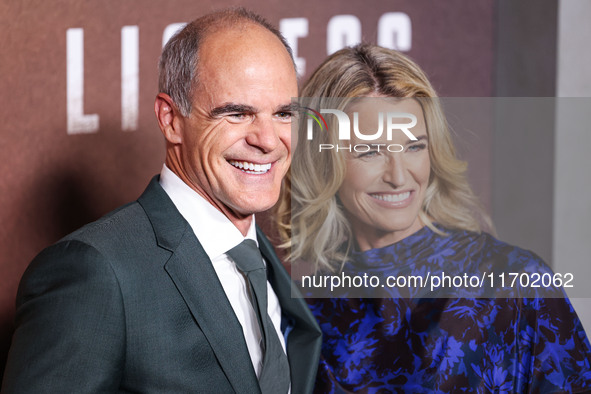 Michael Kelly and wife Karyn Kelly arrive at the Los Angeles Premiere Of Paramount+'s Original Series 'Lioness' Season 2 held at the Academy...