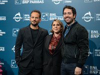 Matteo Rovere, Letizia Lamartire, and Pippo Mezzapesa attend the ''La legge di Lidia Poet - Seconda Stagione'' photocall during the 22nd Ali...