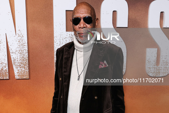 Morgan Freeman arrives at the Los Angeles Premiere Of Paramount+'s Original Series 'Lioness' Season 2 held at the Academy of Motion Picture...