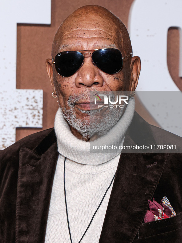 Morgan Freeman arrives at the Los Angeles Premiere Of Paramount+'s Original Series 'Lioness' Season 2 held at the Academy of Motion Picture...