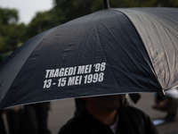 Human rights activists participate in the 837th Aksi Kamisan, or Thursday's Protest, in front of the Merdeka Palace in Jakarta, Indonesia, o...