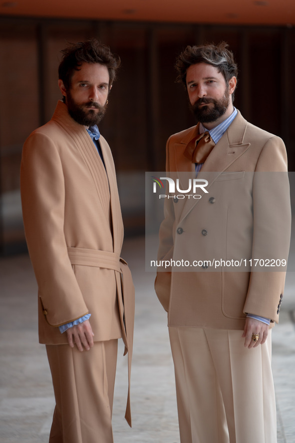 Fabio D'Innocenzo and Damiano D'Innocenzo attend the Fabio And Damiano D'Innocenzo red carpet during the 19th Rome Film Festival at Auditori...